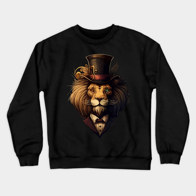 Lion wearing top hat Crewneck Sweatshirt by K3rst